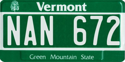 VT license plate NAN672