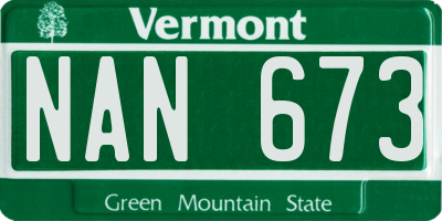 VT license plate NAN673