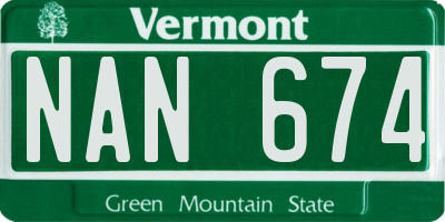 VT license plate NAN674
