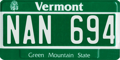 VT license plate NAN694