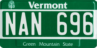 VT license plate NAN696