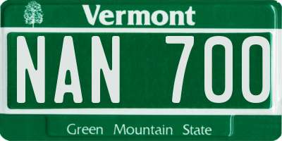 VT license plate NAN700