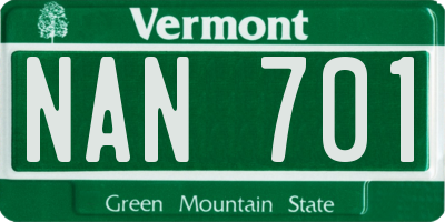 VT license plate NAN701