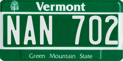 VT license plate NAN702