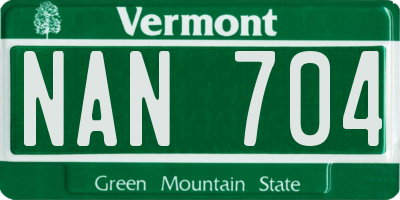 VT license plate NAN704
