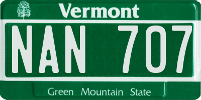 VT license plate NAN707