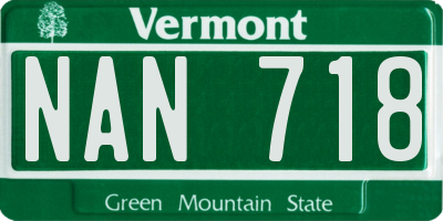 VT license plate NAN718