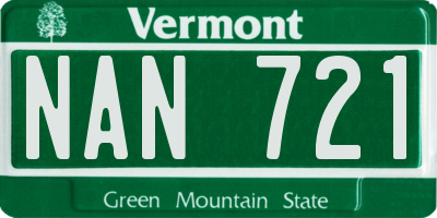 VT license plate NAN721
