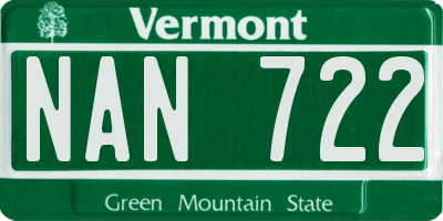VT license plate NAN722