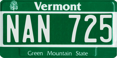 VT license plate NAN725