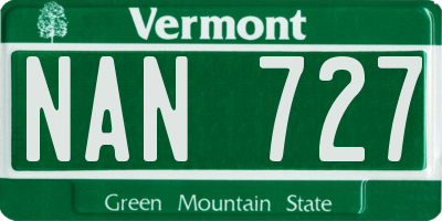 VT license plate NAN727