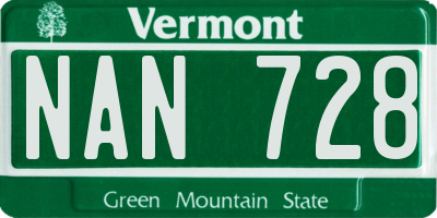 VT license plate NAN728