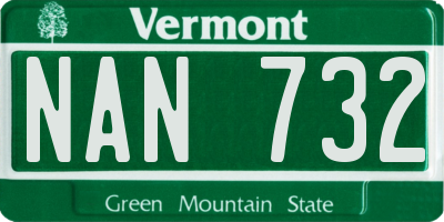 VT license plate NAN732