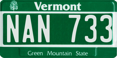 VT license plate NAN733