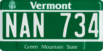 VT license plate NAN734