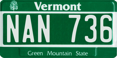 VT license plate NAN736