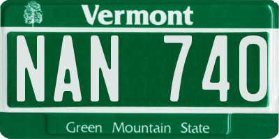 VT license plate NAN740
