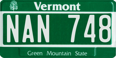 VT license plate NAN748