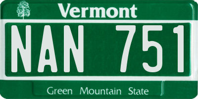 VT license plate NAN751