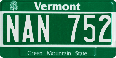 VT license plate NAN752