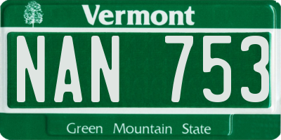 VT license plate NAN753