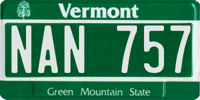 VT license plate NAN757