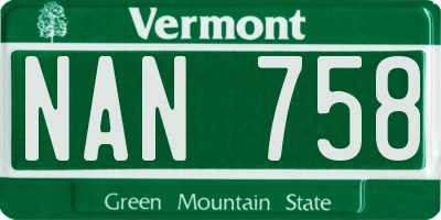 VT license plate NAN758