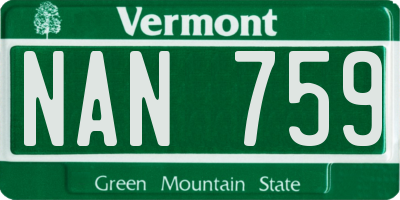VT license plate NAN759