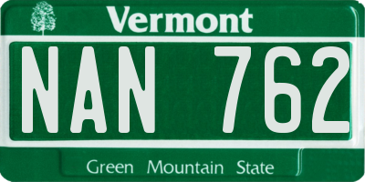 VT license plate NAN762