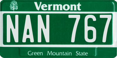 VT license plate NAN767