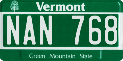 VT license plate NAN768