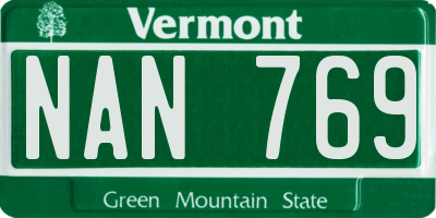 VT license plate NAN769