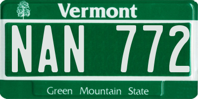 VT license plate NAN772