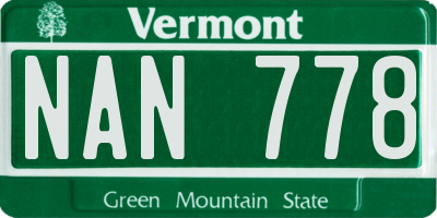 VT license plate NAN778