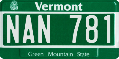 VT license plate NAN781