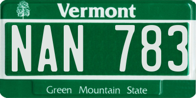 VT license plate NAN783