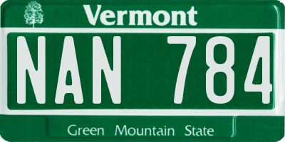 VT license plate NAN784