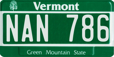 VT license plate NAN786