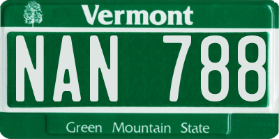 VT license plate NAN788