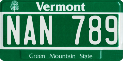 VT license plate NAN789