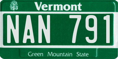 VT license plate NAN791