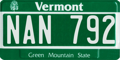 VT license plate NAN792