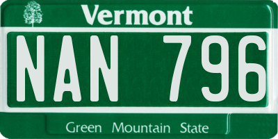 VT license plate NAN796