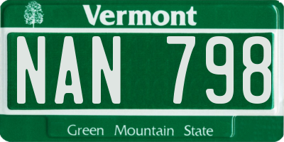 VT license plate NAN798