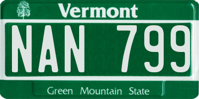 VT license plate NAN799