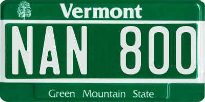 VT license plate NAN800