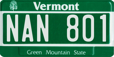 VT license plate NAN801