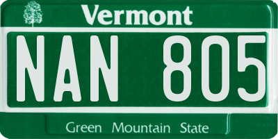 VT license plate NAN805