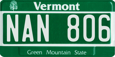 VT license plate NAN806