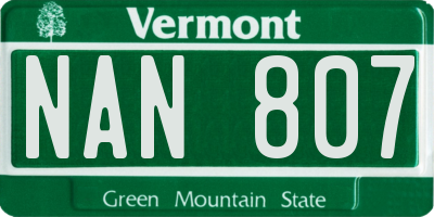 VT license plate NAN807